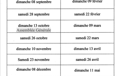 Calendrier pour 2024 - 2025