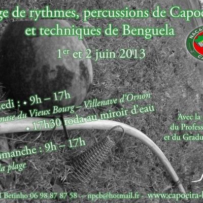 Stage de rythmes, percussions et techniques de Benguela