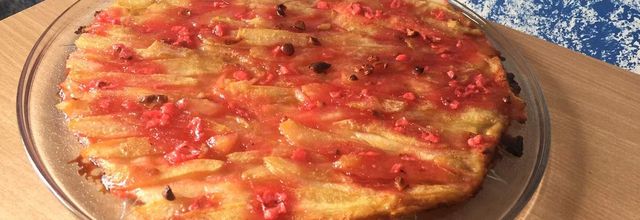 Tarte fine poire praline rose