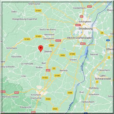 Bas Rhin - Ottrott - Position château Altkeller sur carte