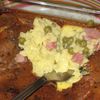 Clafoutis de petits pois, jambon et boursin