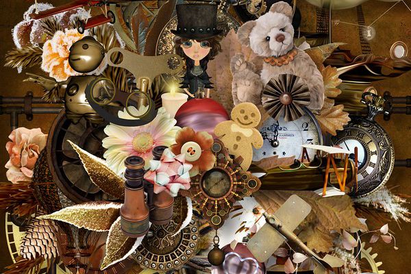 "Steampunk Christmas" + freebie... Kittyscrap