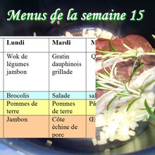 Menus de la semaine 15 (idées repas, planning repas)