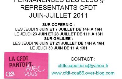 Permanences Syndicales CFDT Juin-Juillet 2011