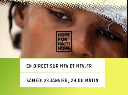 Hope for Haïti, en direct cette nuit. Sur MTV et MTV.fr.