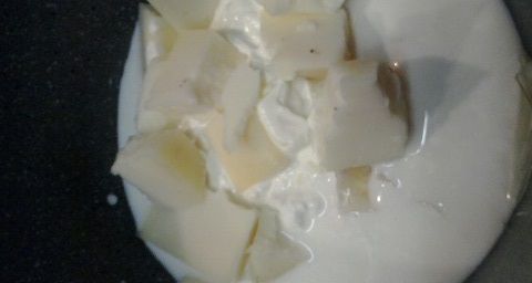 Budino salato al pecorino toscano Italiamo (Lidl) con crema di patate e uovo affogato