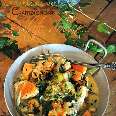 Curry thaï à la patate douce, champignons et haricots verts 