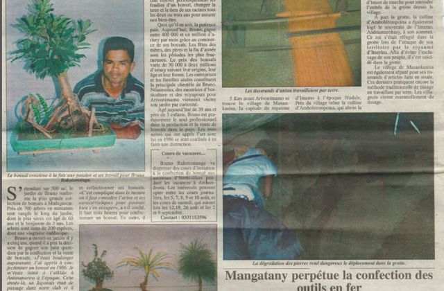 Les bonsaïs de Bruno Rakotomanga font le bonheur des passagers pour Arivonimamo - Les Nouvelles, 22 juillet 2006