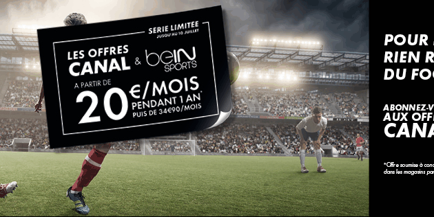 Offre Euro 2016  Canal + Bein Sport couplé pour 20€ / mois