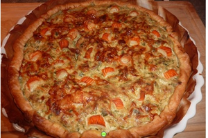 Quiche aux poireaux, Boursin et surimi