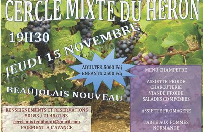 Envie de goûter le Beaujolais Nouveau??? RDV le jeudi 15/11/12 dès 19h30 au CMG Le Héron pour une soirée arrosée!!!