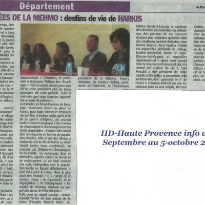 Destin de vie de Harkis Ongles (04) Haute Provence info du 29 Septembre au 5-octobre 2017