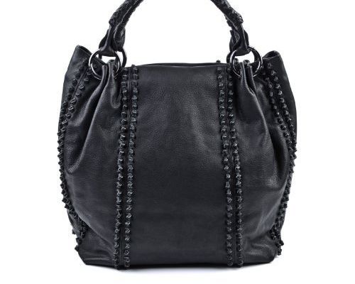 13101 FEYNSINN cabas KNOT sac à main en cuir shopper femme noir 36 x 40 x 12 cm
