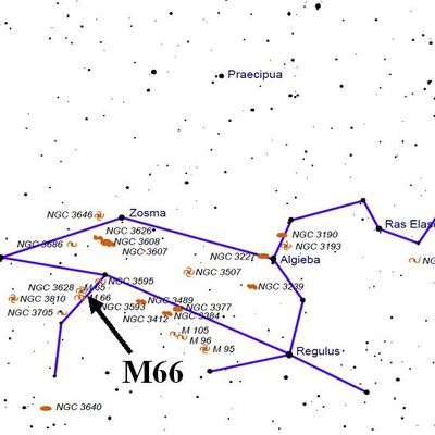 M66 dans la constellation du Lion