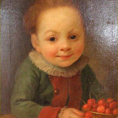 Le temps des cerises par les peintres -  Brossard de Beaulieu (1727-1810) l'enfant aux cerises