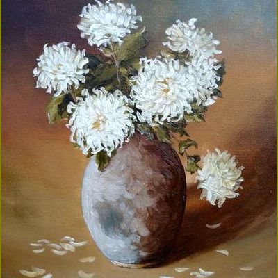 Les fleurs par les grands peintres  Sergeiy Zatonskiy - chrysanthèmes