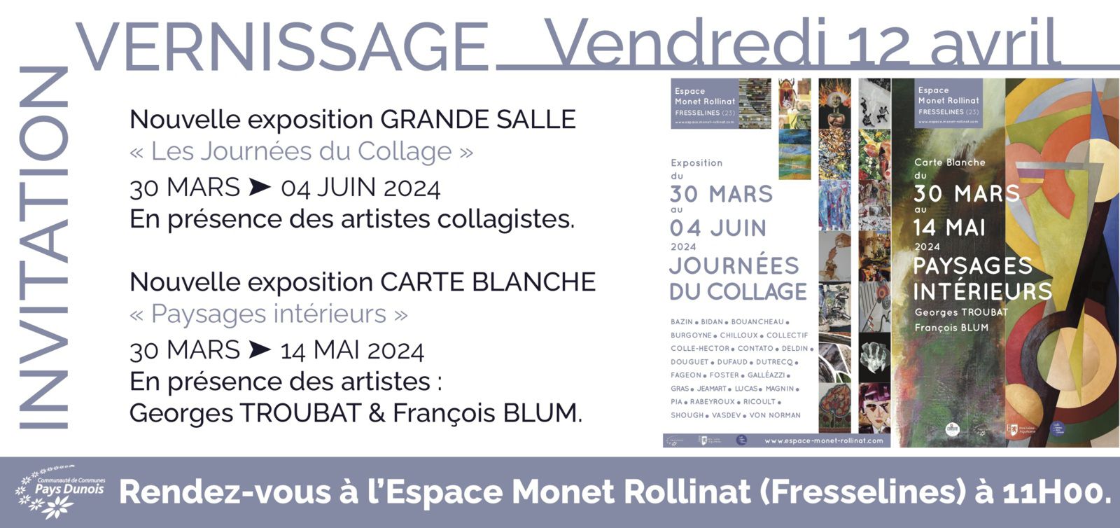 JOURNÉES COLLAGE Espace Monet-Rollinat Fresselines (23) mars juin 2024