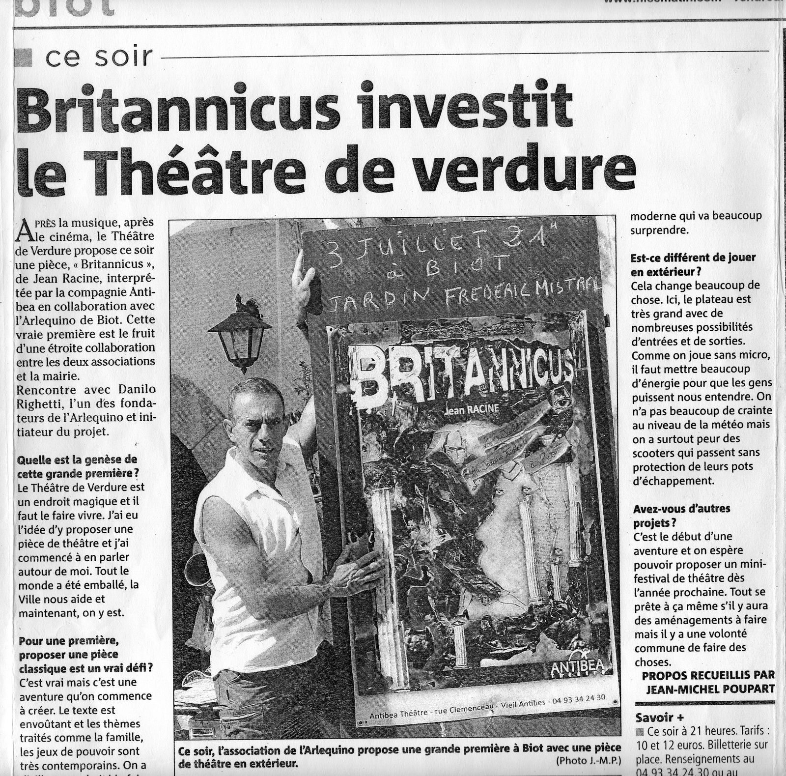 BRITANNICUS investit le Théâtre de verdure