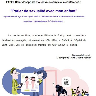 CONFERENCE 28/01/2020 "Parler de sexualité avec mon enfant"