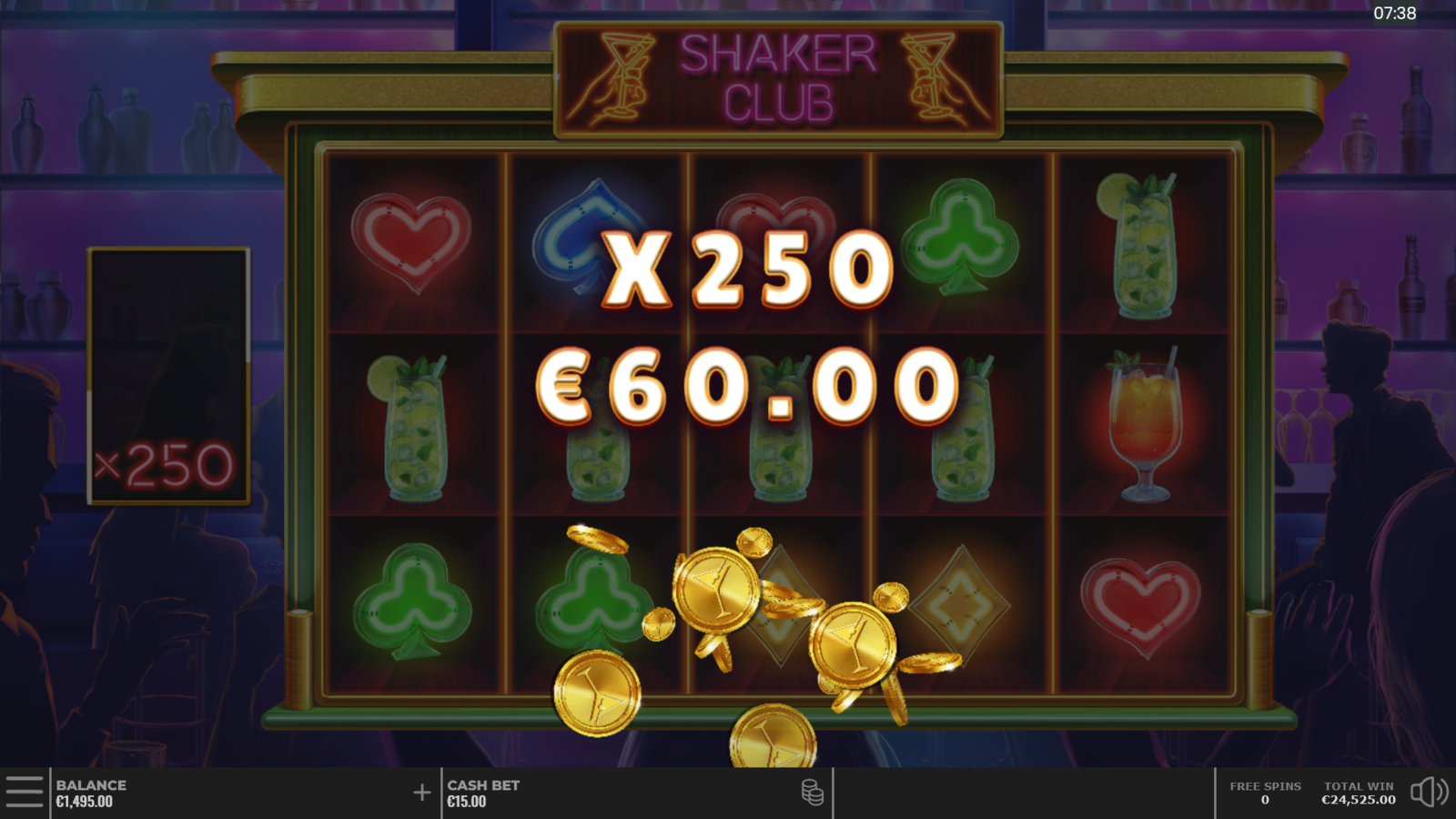 machine à sous en ligne Shaker Club : jeu bonus tours gratuits avec multiplicateurs de gains