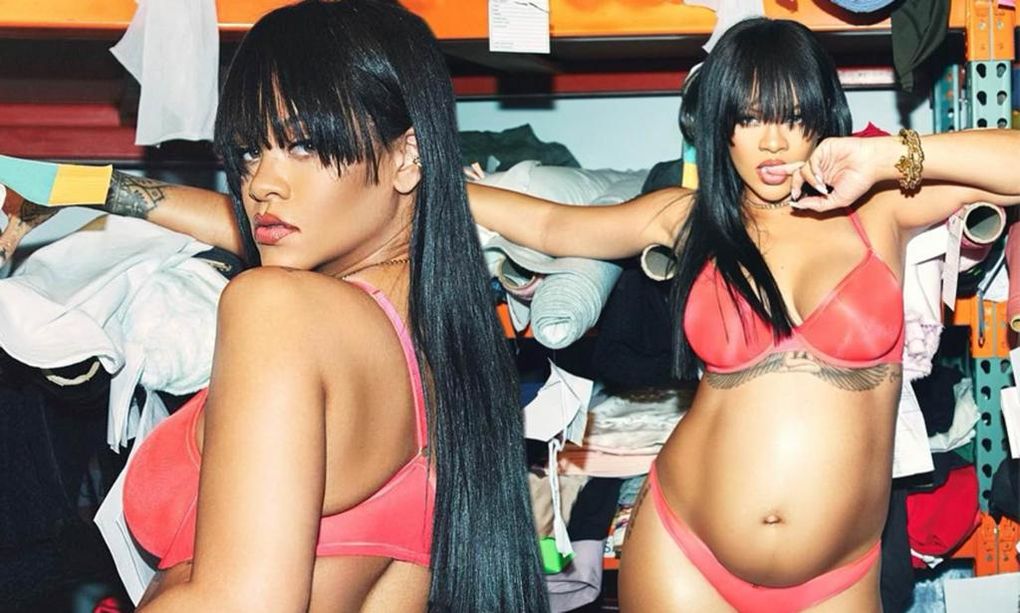 Rihanna, enceinte, expose sa bosse de bébé en plein essor alors qu'elle pose en soutien-gorge et string maigre (Photos)