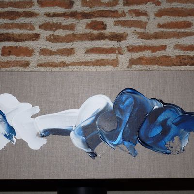Acrylique Bleu sur toile de lin (plus dispo)