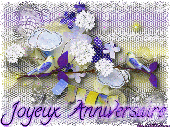 Gif Joyeux Anniversaire Scintillant Fleurs Oiseaux Papillons Les Gifs Animes De Dentelledelune