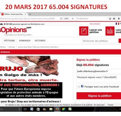 BRUJO, la torche vivante - nous atteignons 65.000 signatures.