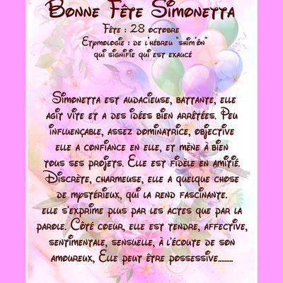 Carte Bonne Fête Simonetta - 28 octobre