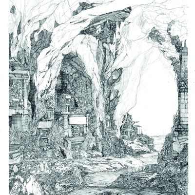 Réminiscences, exposition de Timothée Li : des dessins de paysages oniriques et de ruines