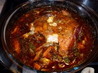 Le plat en début de cuisson, mi-cuisson et 7 heures après !
