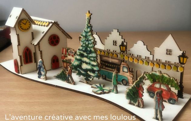 Scène de Noël en bois 
