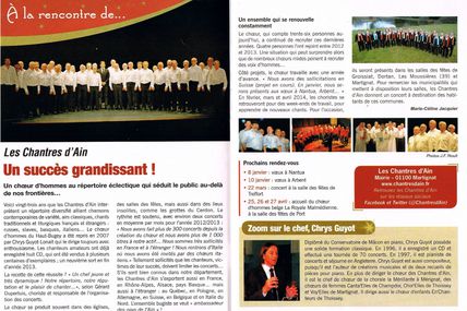 Chantres d'Ain: extrait du magazine Temps Libre 01 de Décembre 2013