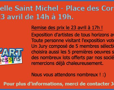 EXPOSITION - CONCOURS D'ART Du 8 au 23 avril de 14h - Chapelle Saint Michel - Avignon.