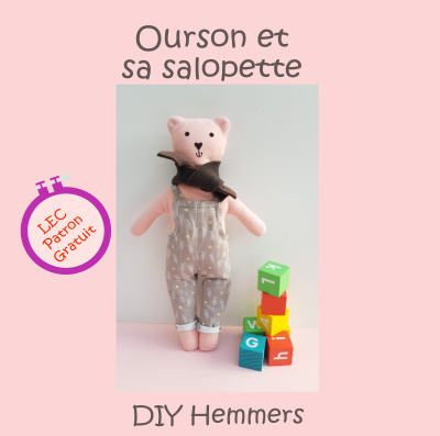 Ourson et sa salopette de DIY Hemmers - Patron de couture gratuit