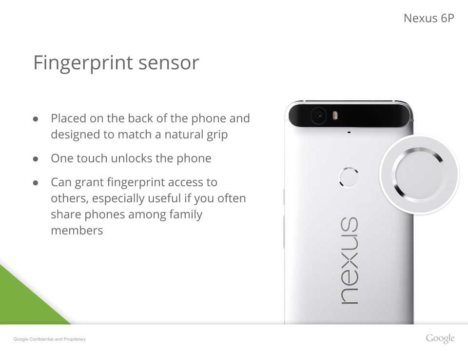 Nexus 6P Presentation Leak Includes More Detailed Images and Specs, Confirms Gorilla Glass 4, Metal Body, And 3450mAh Battery