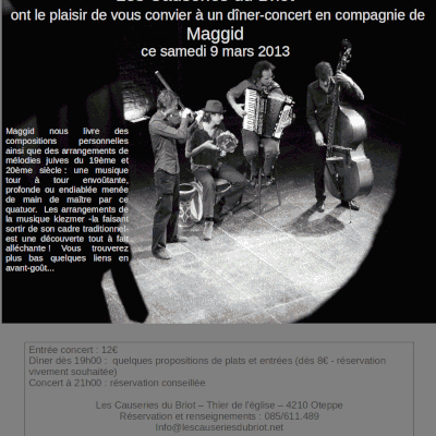 Dîner-concert samedi 9 mars en compagnie de Maggid