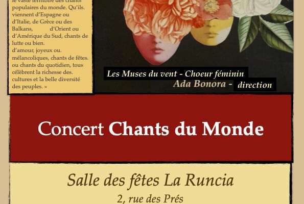10 mars 2024 : concert "chants du monde" à Beaumont la Ronce avec les "Muses du Vent"