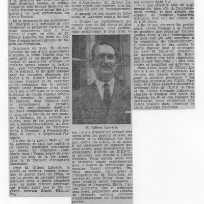 INCROYABLE article de 1962 saluant l'arrivée du nouveau Directeur M.Gilbert LABRETTE