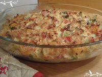 Gratin de légumes colorés au jambon et Roquefort