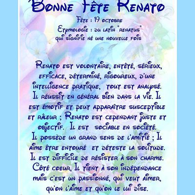 Carte Bonne Fête Renato - 19 octobre