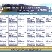 Camp Vitalité &amp; Mieux-être à Percé: Programmation Août 2016 - Communications Sylvie Bibeau