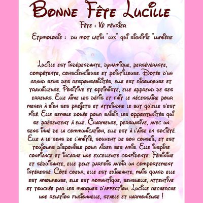 Carte Bonne Fête Lucille - 16 février