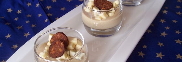 Velouté de topinambours au morbier, chips de Montbéliard