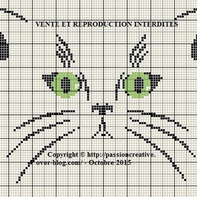 Grille gratuite point de croix : Regard de chat