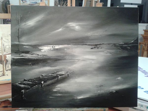 Le ponton - acrylique sur toile