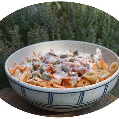 Pâtes façon carbonara à la carotte - IG Bas