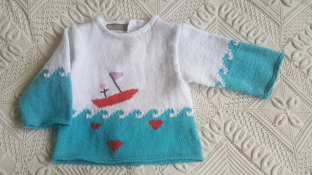 Expliqué, le pull au bateau dessiné par Leontine en 18 mois.. ou pull avec dessin marin d'un de vos petiots