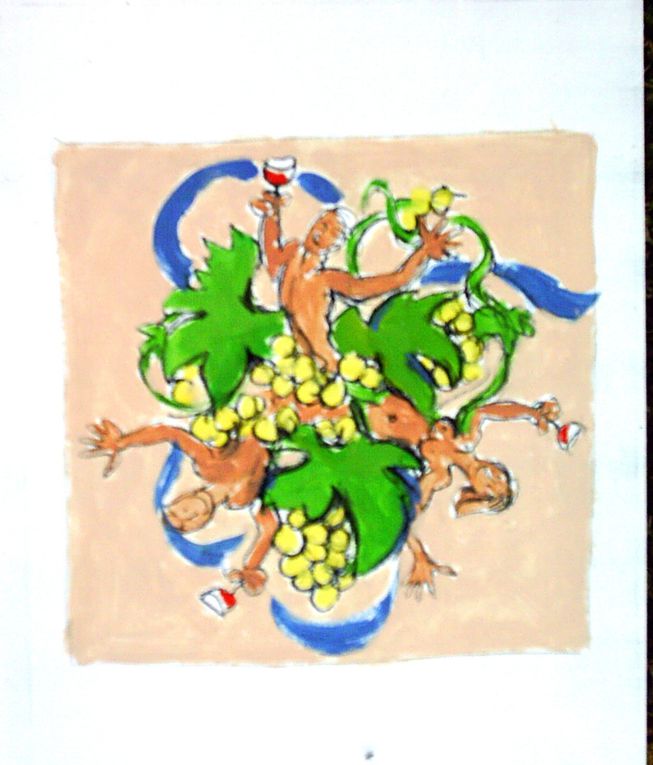 Dessins, gravures et peintures sur le thème de la vigne et du vin, par Jean-Francois Poussard