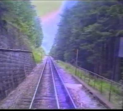 Un train au pied du Mont-Blanc 